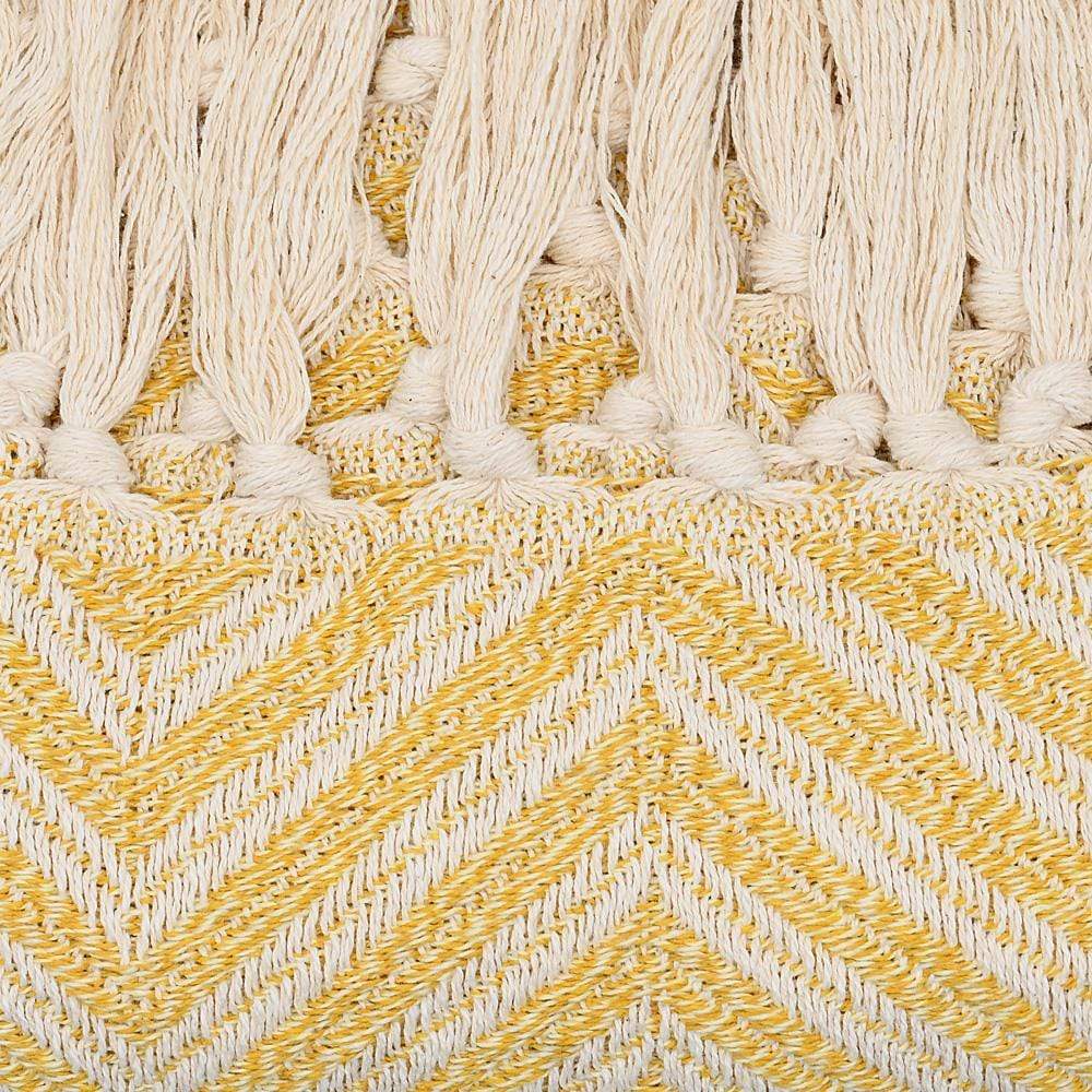 Plaid à franges en coton motifs chevrons jaune paille Plaid "chevrons" à franges en coton 200X135 - Jaune paille