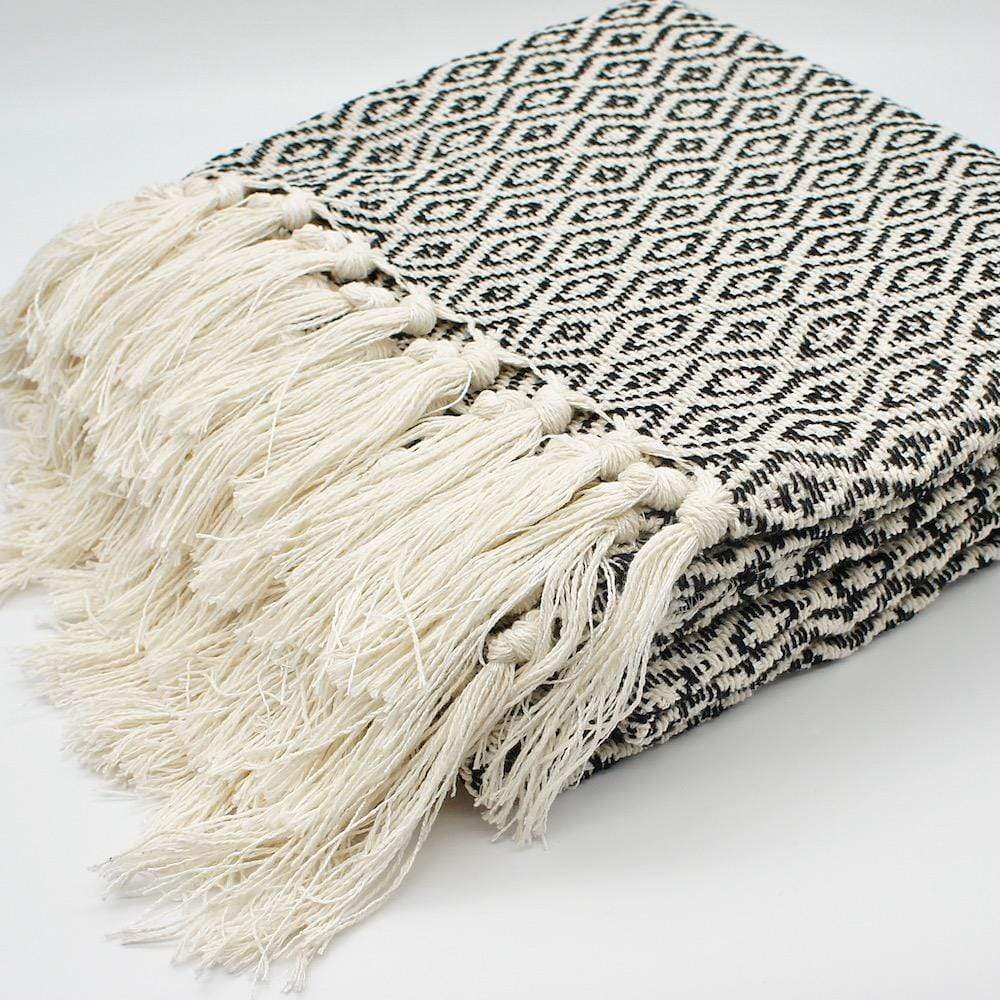 Plaid en coton "Losango" - Noir