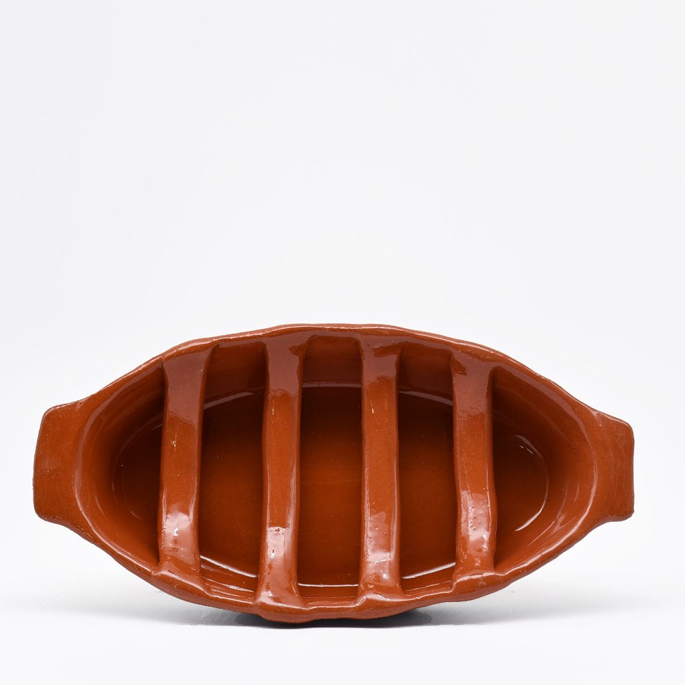 Plat en céramique traditionnel du Portugal I Jaune 28cm Grille chorizo "Azulejos"