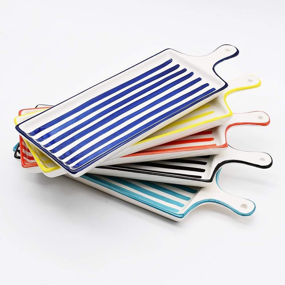 Plateau rectangulaire en céramique noir et blanc Plateau rectangulaire "Costa Nova Mar" - Noir