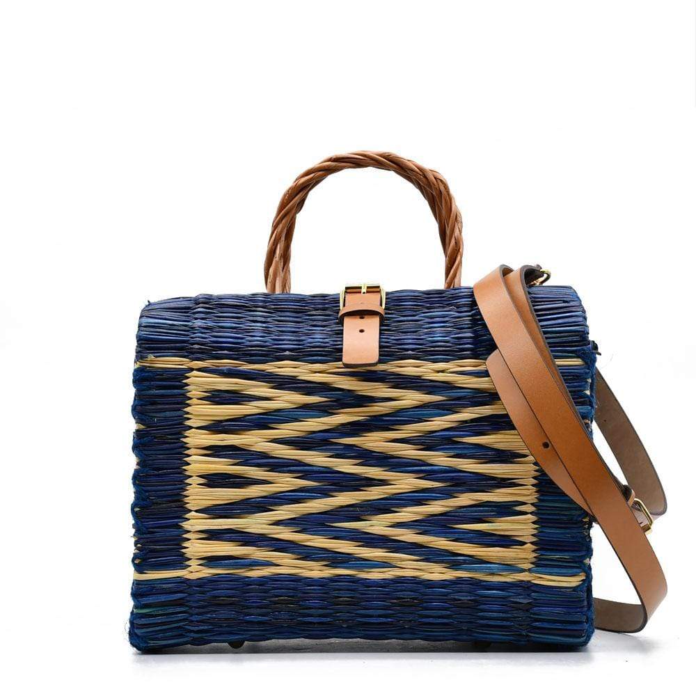 Sac cabas en jonc I Turquoise I Sac artisanal portugais Sac cabas en jonc 26cm - Turquoise