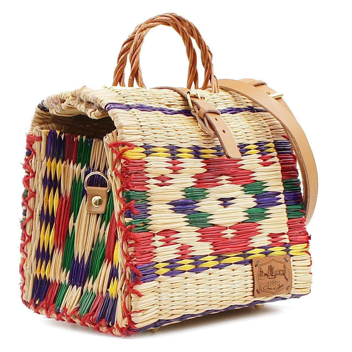 Sac cabas en osier (jonc) 26cm - Multicolore