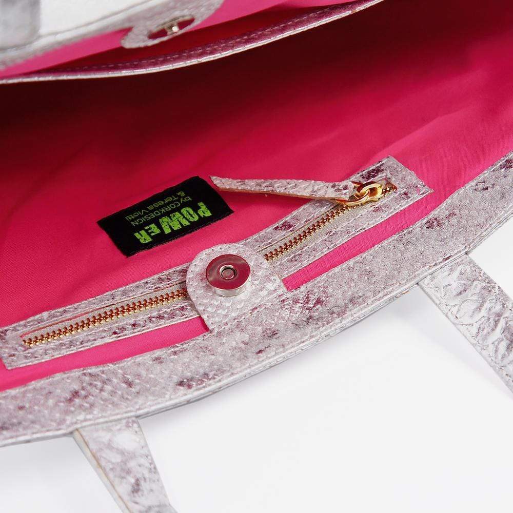 Sac cabas en liège gaufré Argent