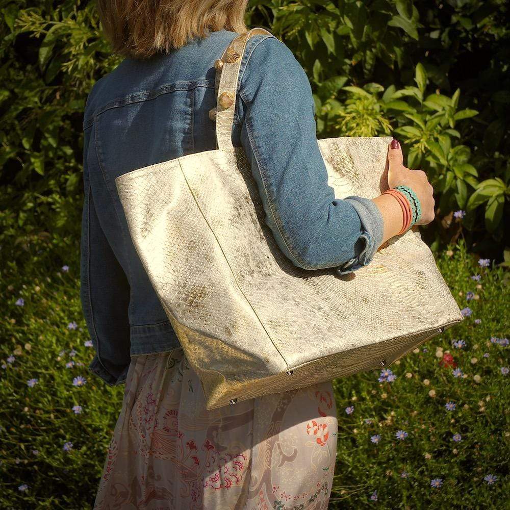 Sac cabas en liège gaufré Or