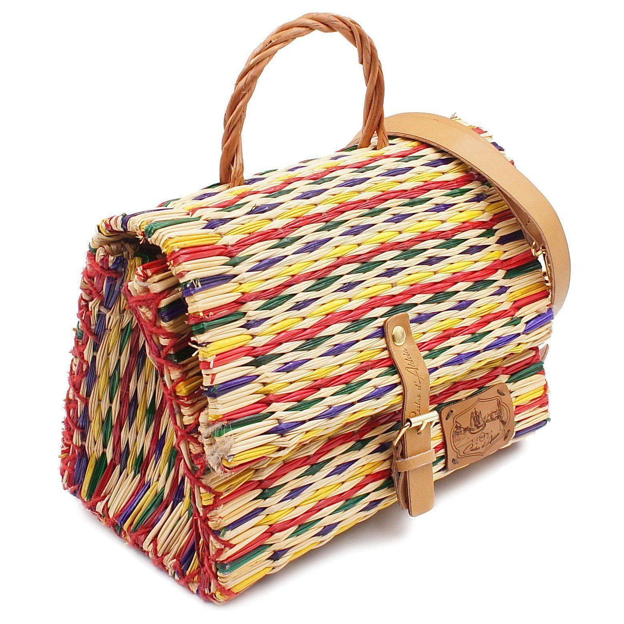Sac cartable en osier (jonc) 25cm - Multicolore