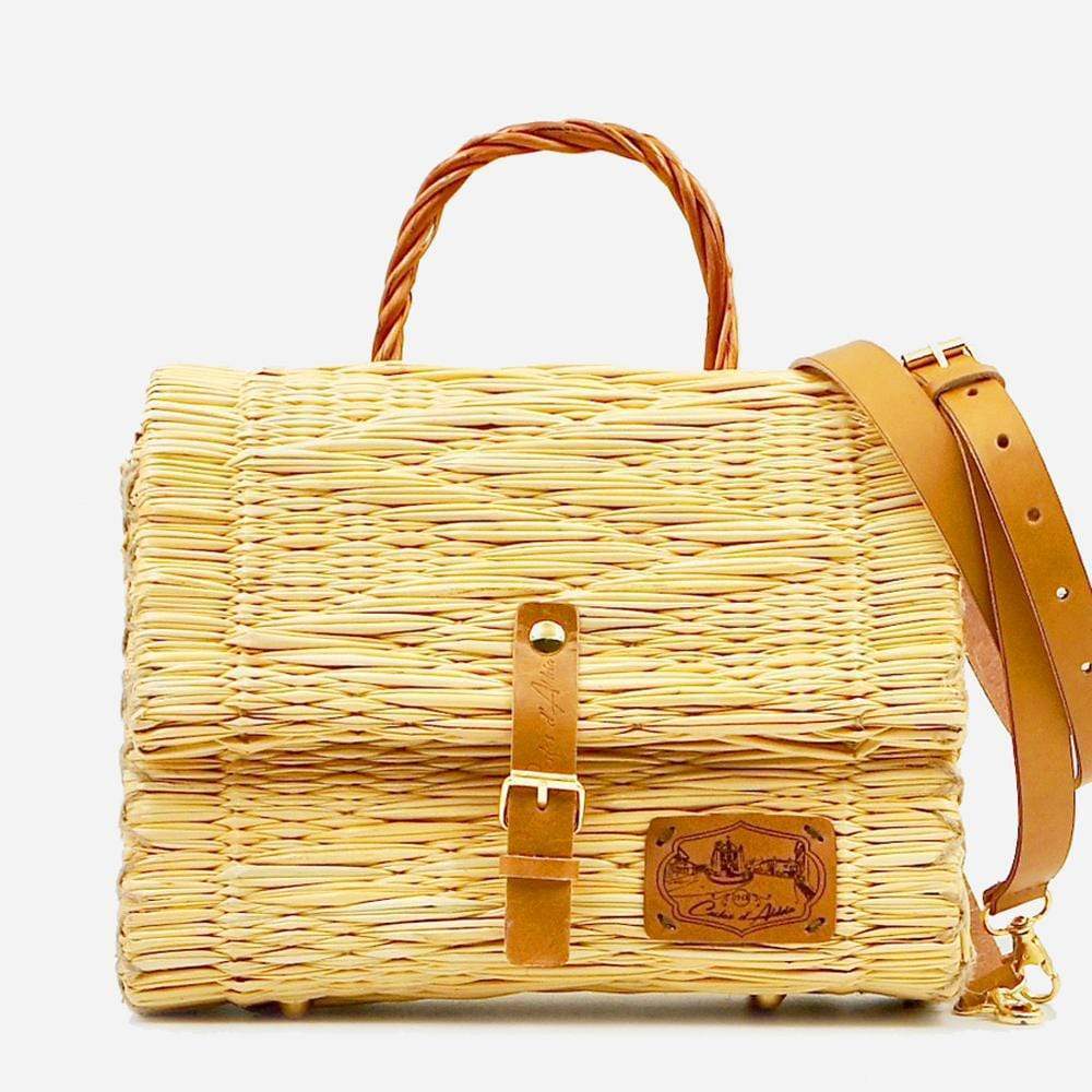 Sac cartable en jonc naturel I Mode portugaise Sac cartable en jonc 30cm - Naturel