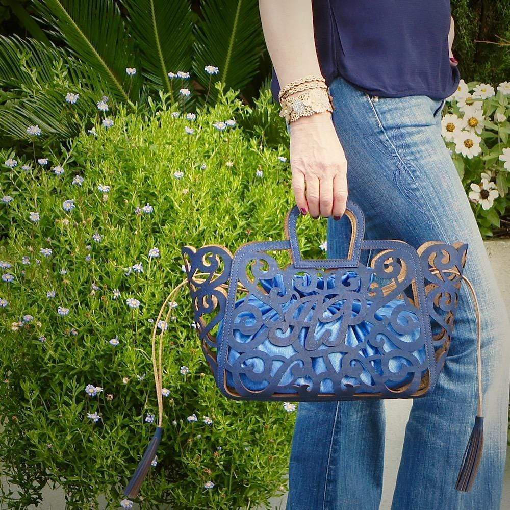 Sac panier en liège Bleu