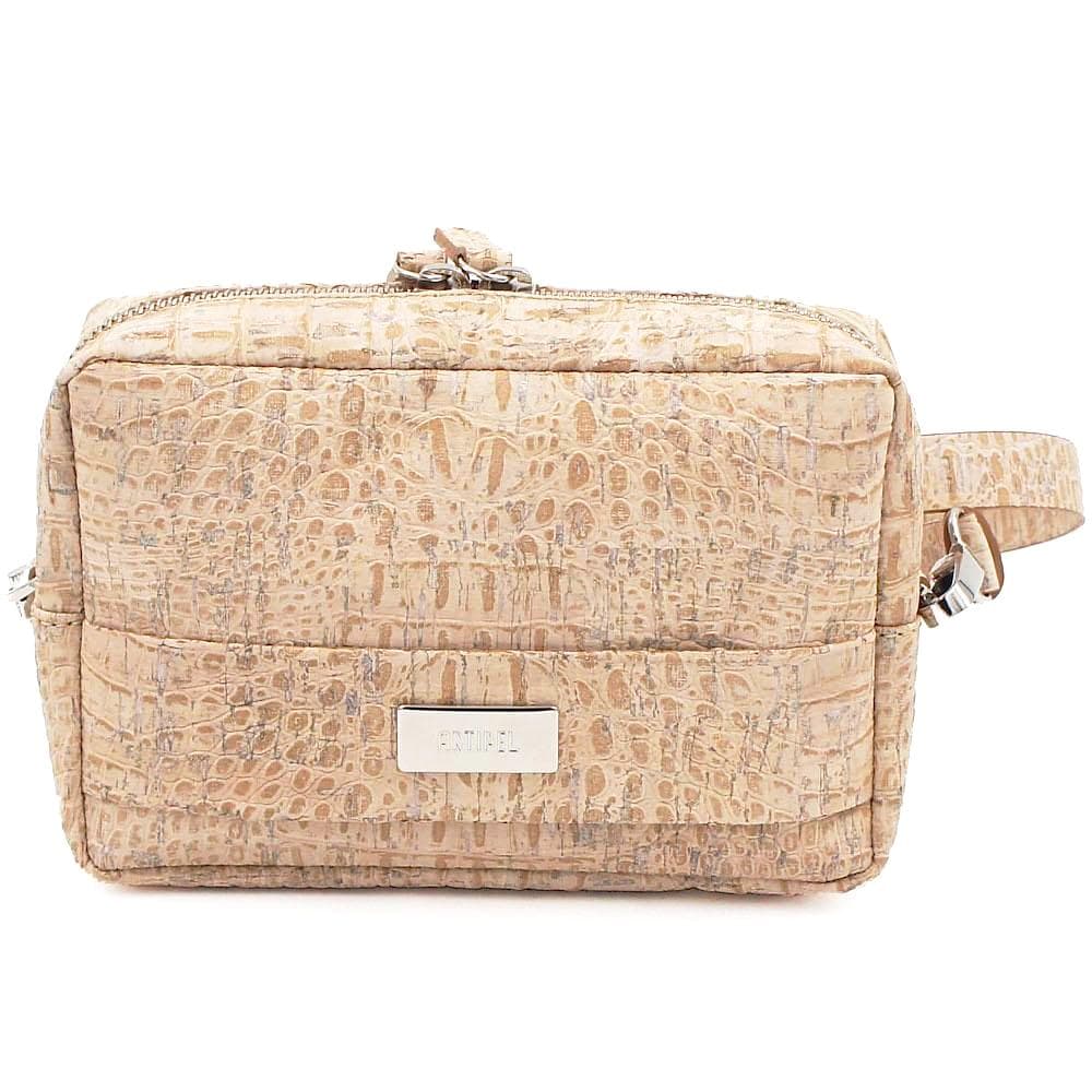 Sac pochette banane en liège beige