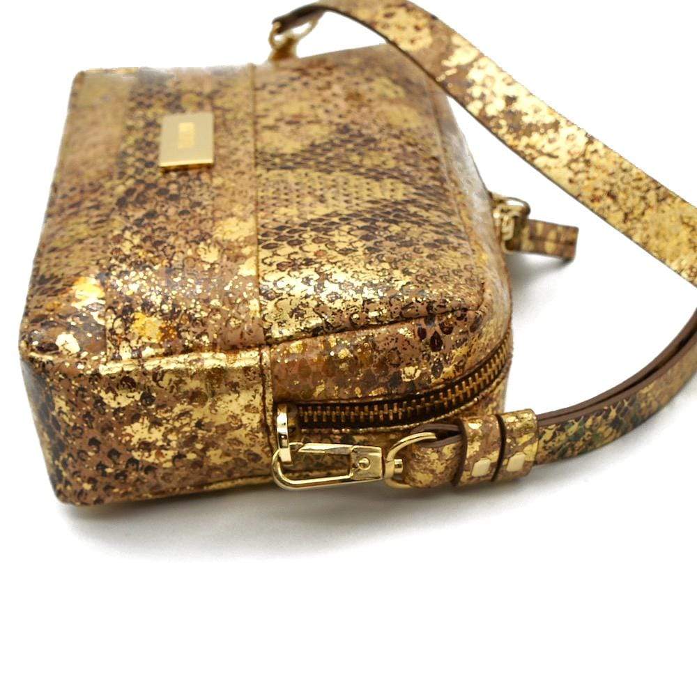 Sac pochette banane en liège doré