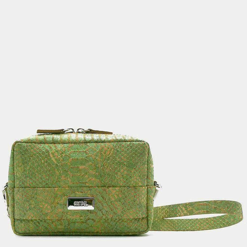 Sac pochette banane en liège vert