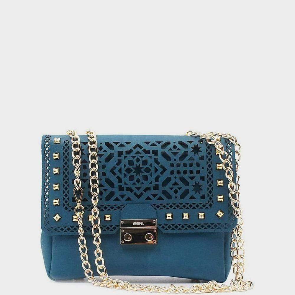 Sac besace en liège bleu