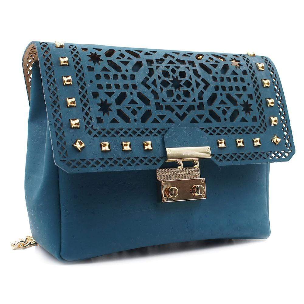 Sac besace en liège bleu