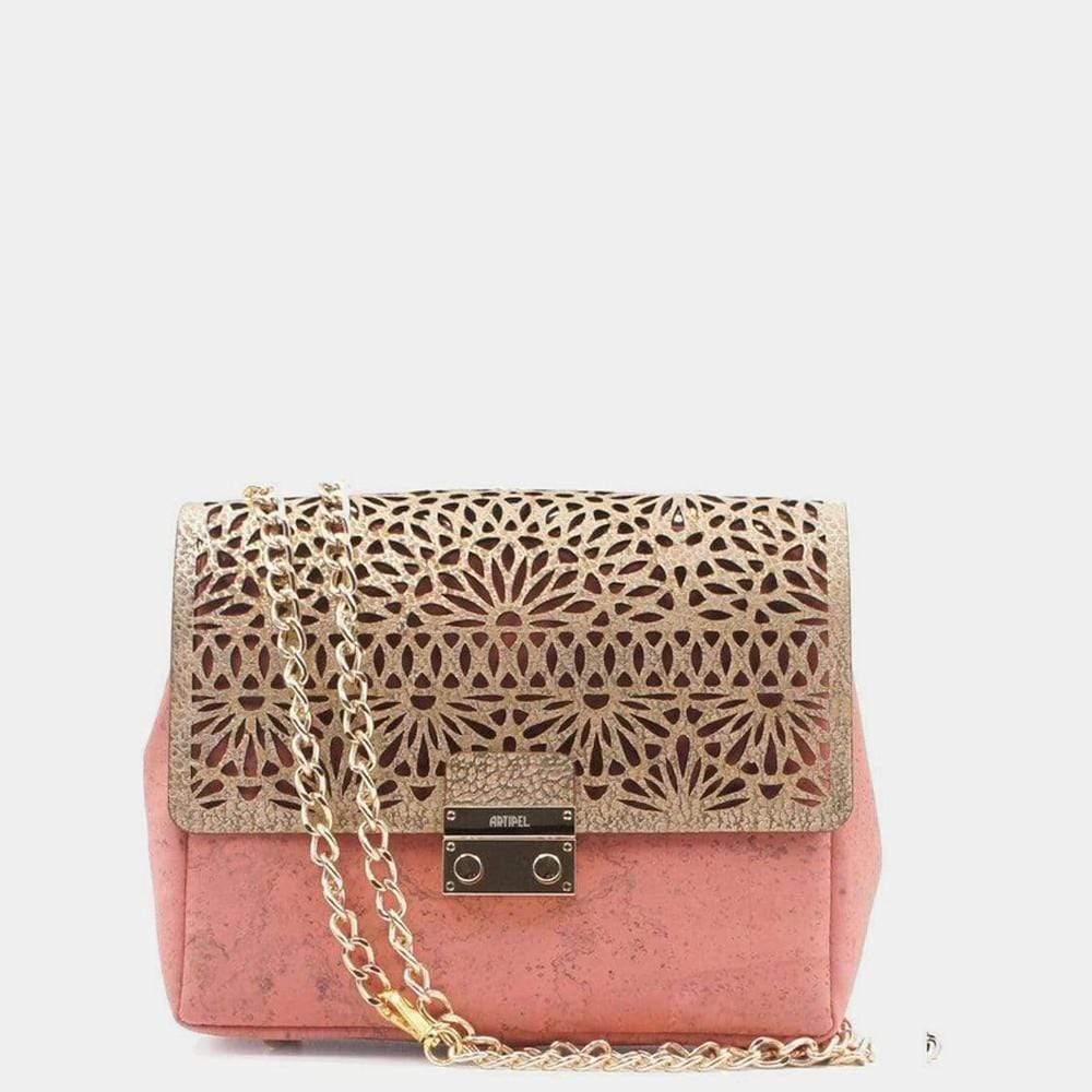 Sac besace en liège rose