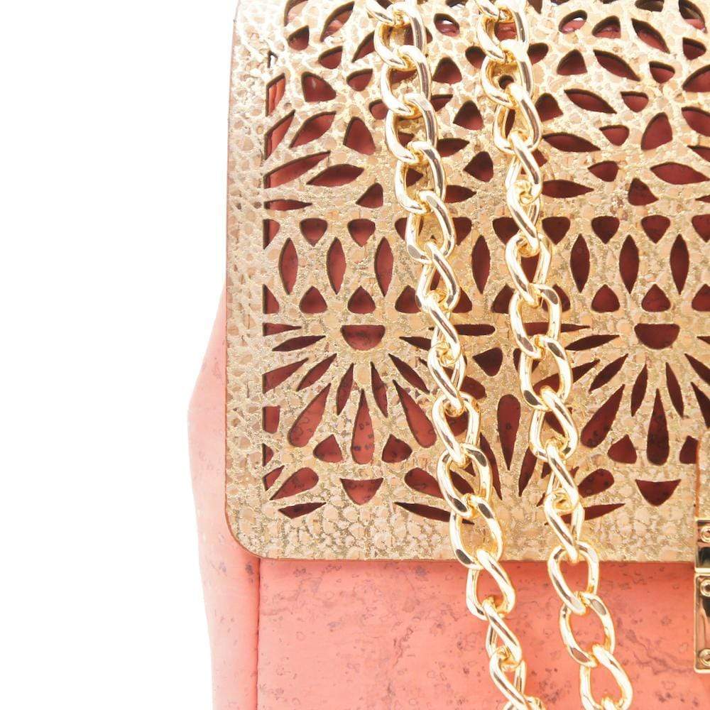 Sac besace en liège rose