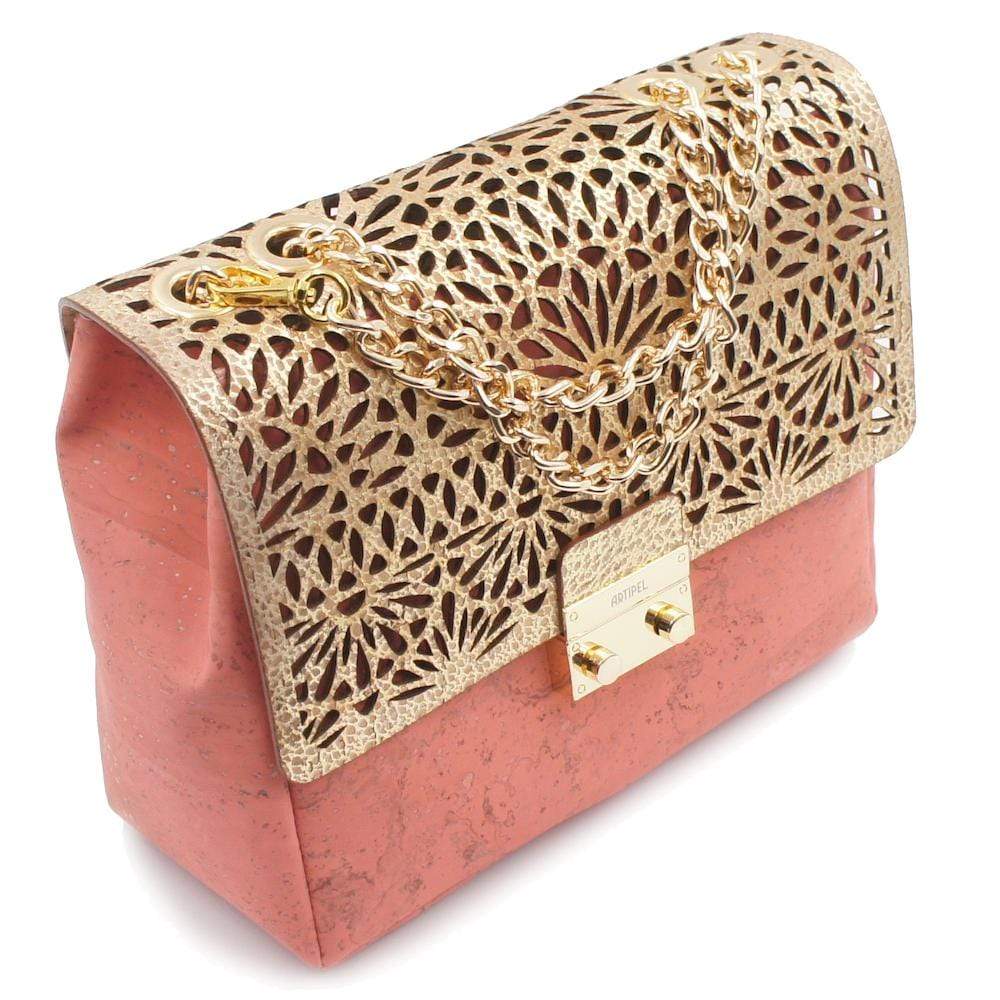 Sac besace en liège rose