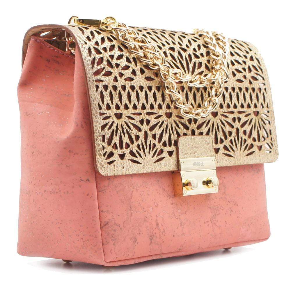 Sac besace en liège rose