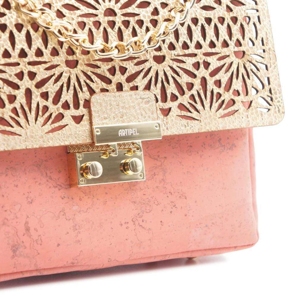 Sac besace en liège rose