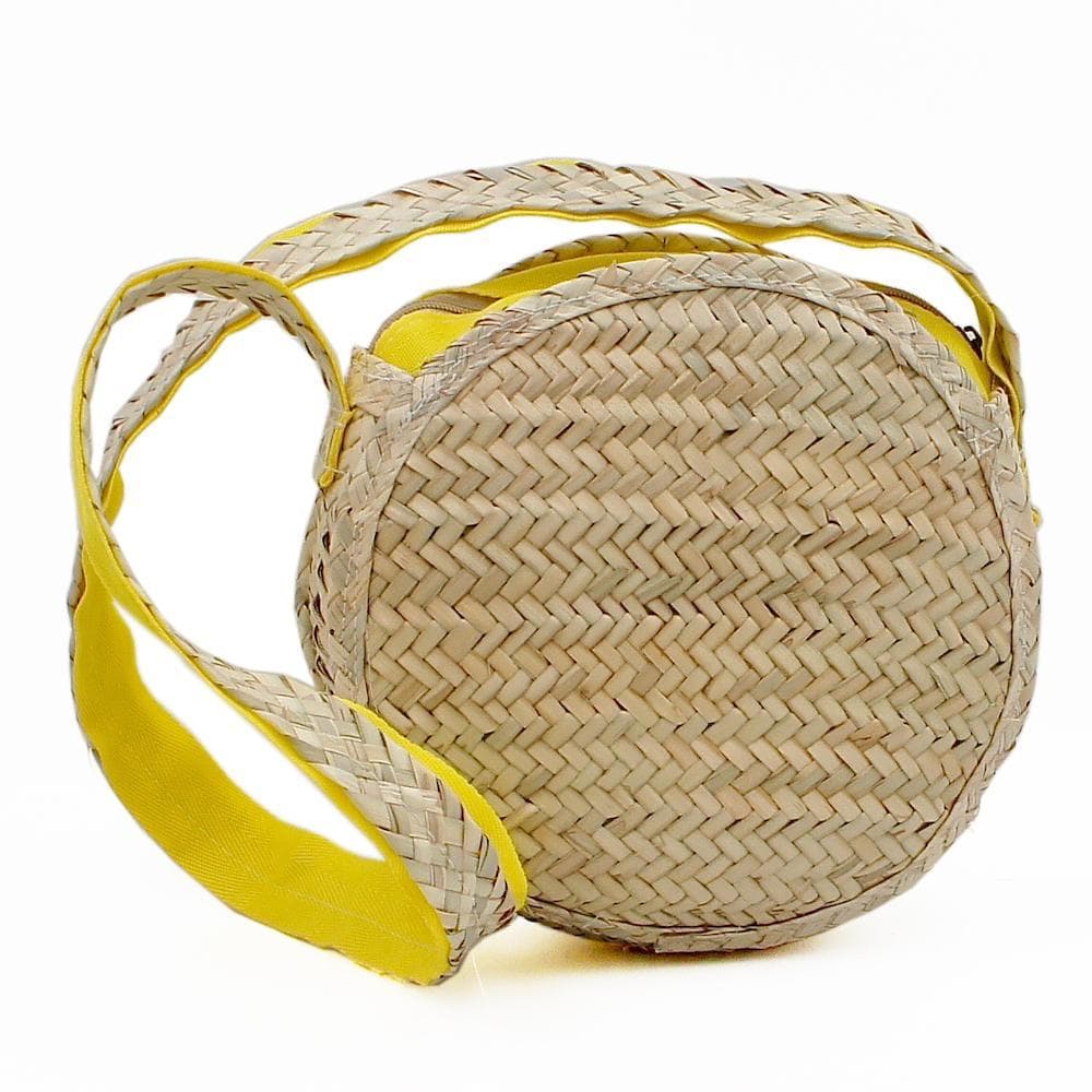 Sac rond à bandoulière en paille tressée