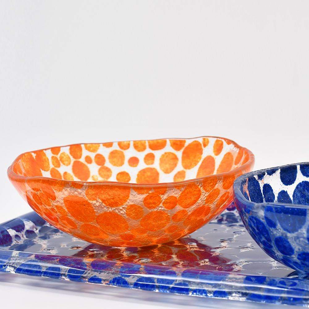 Saladier individuel en verre orange - 20cm I Artisanat portugais Saladier individuel en verre orange - 20cm