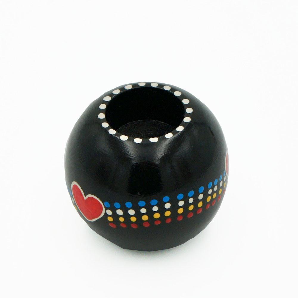 Support à bougie en bois peint