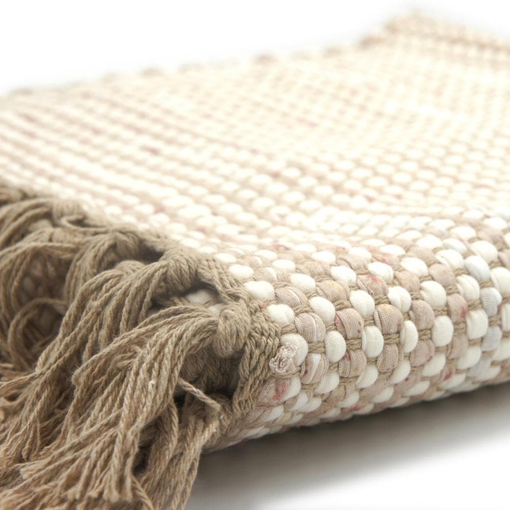 Tapis en coton 140x70 - Beige et blanc