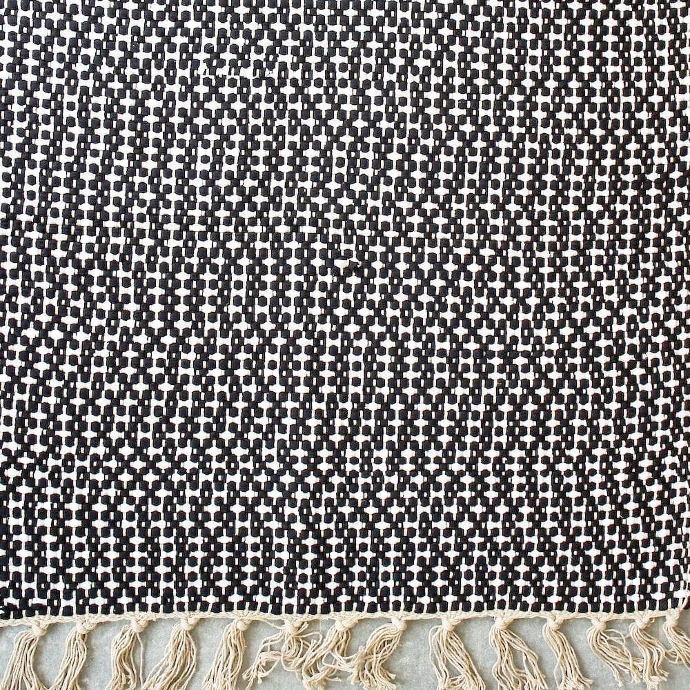 Tapis en coton 140x70 - Noir et beige