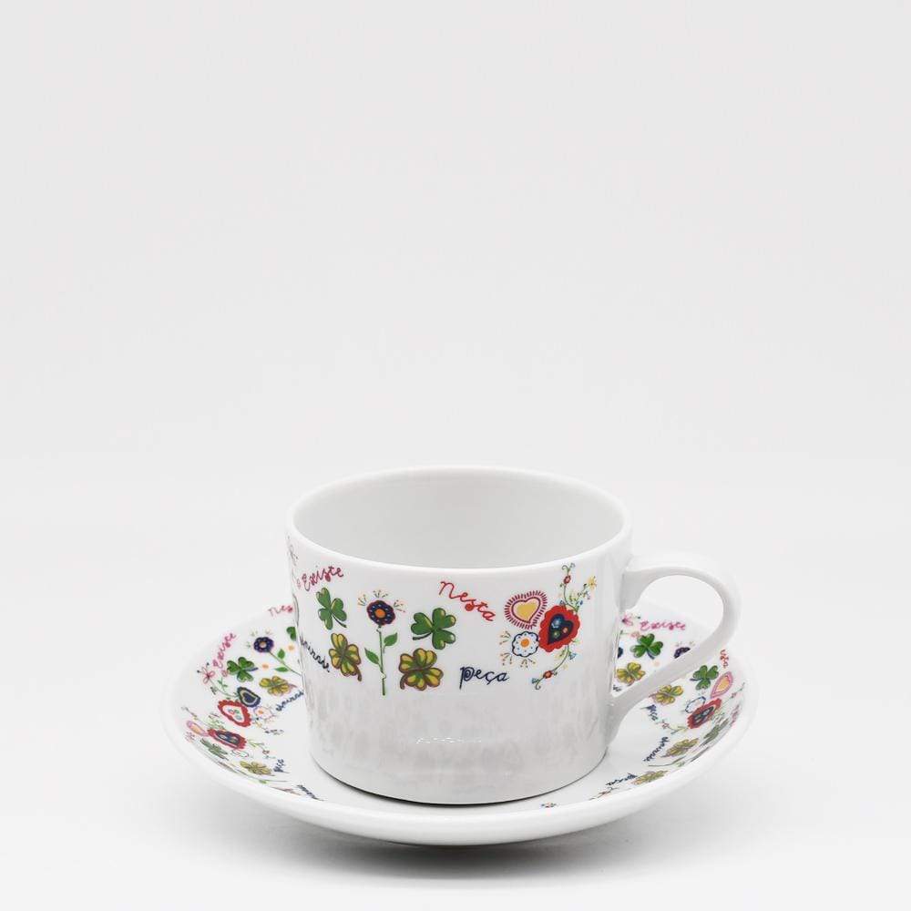Tasse et sous tasse en porcelaine "Amizade"