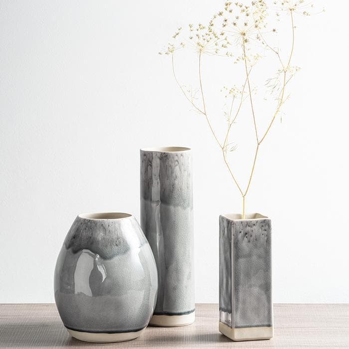 Madeira I Fine Stoneware square vase - Grey