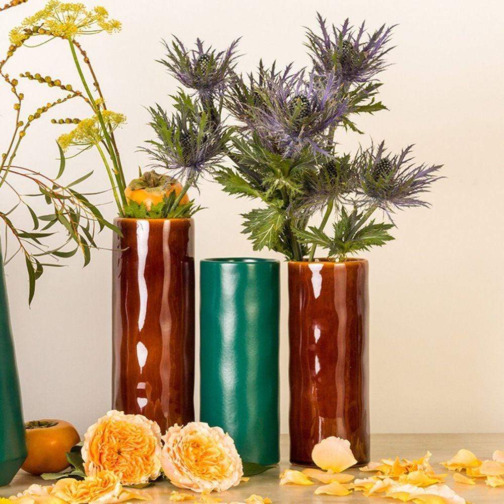 Vase rond en grès Acajou I Objet de décoration du Portugal Vase rond en grès "Acajou"