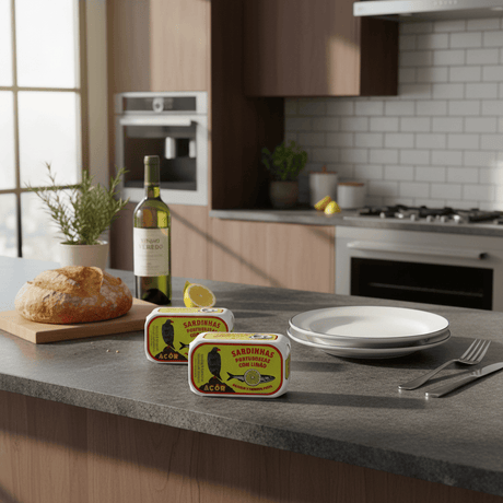 Açor I Conserve de sardines à l'huile d'olive et au citron Açôr I Conserve de sardines à l'huile d'olive, citron, romarin et poivre