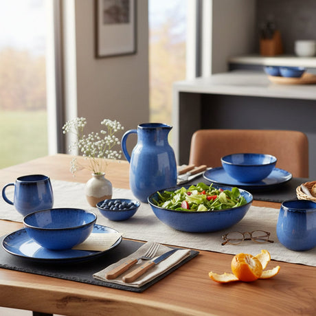 Assiette à dessert en grès de la collection portugaise Amazonia Assiette en grès "Amazonia" Bleue - 21cm