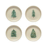 Assiette à entrée ou dessert en grès pour noël Assiettes en grés "Éléments" 16cm - Lot de 4