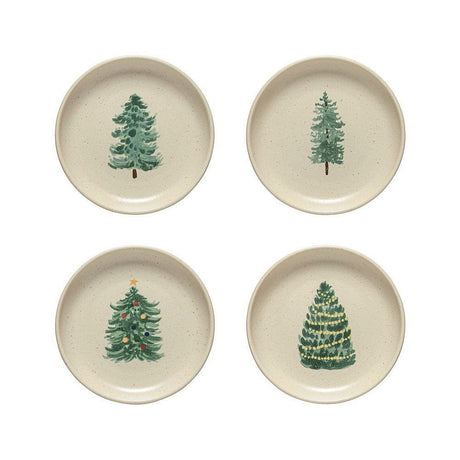 Assiette à entrée ou dessert en grès pour noël Assiettes en grés "Éléments" 16cm - Lot de 4