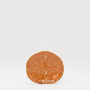 Assiette à pain en grès orange en forme de feuille Petite assiette en grès en forme de chou 13cm - Orange