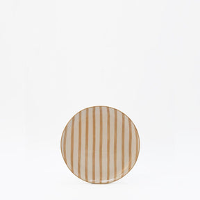 Assiette à pain rayée moka et blanche I Vaisselle du Portugal en ligne Assiette rayée "Costa Nova Mar" 15cm - Moka