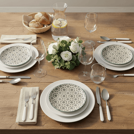 Assiette en céramique 20cm motifs azulejos verts Assiette en céramique "Padrão" 20cm - Verte