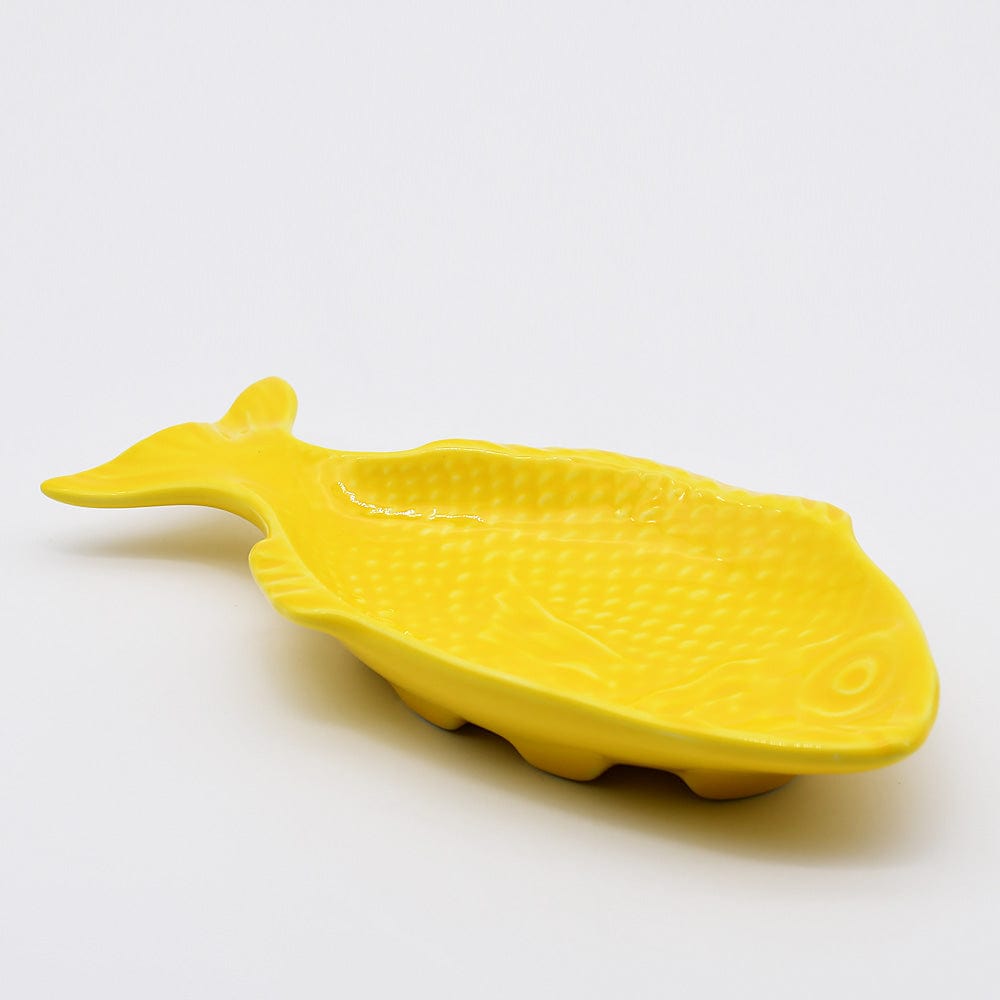 Assiette en céramique jaune en forme de poisson Assiette en céramique en forme de poisson - Jaune 25cm