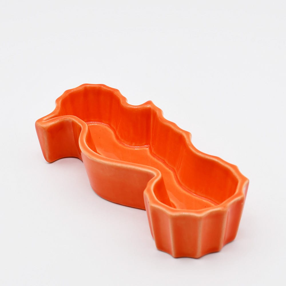 Assiette en céramique jaune en forme de poisson Coupe en céramique "Cavalo-marinho" - Orange