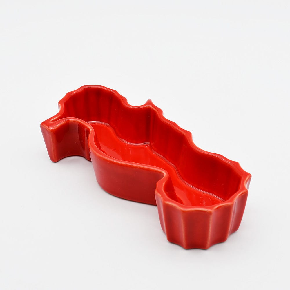 Assiette en céramique jaune en forme de poisson Coupe en céramique "Cavalo-marinho" - Rouge