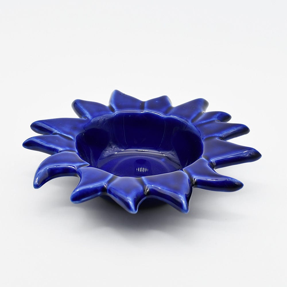 Assiette en céramique jaune en forme de poisson Coupe en céramique "Sol" - Bleue