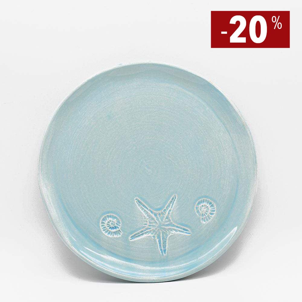Assiette en céramique turquoise I Motifs étoile de mer Assiette "Estrela do mar" turquoise - 27cm