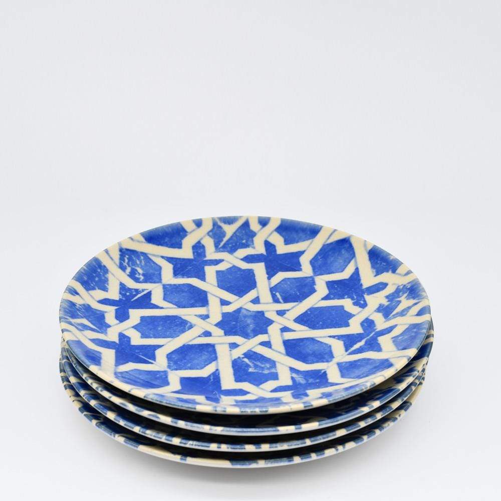 Assiette en grès I Motifs azulejos I Vente en ligne Ensemble de 4 assiettes en grés "Éléments" - 21 cm