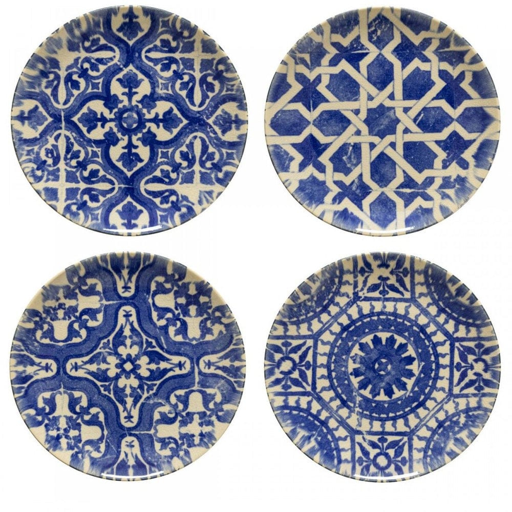 Assiette en grès I Motifs azulejos I Vente en ligne Ensemble de 4 assiettes en grés "Éléments" - 21 cm