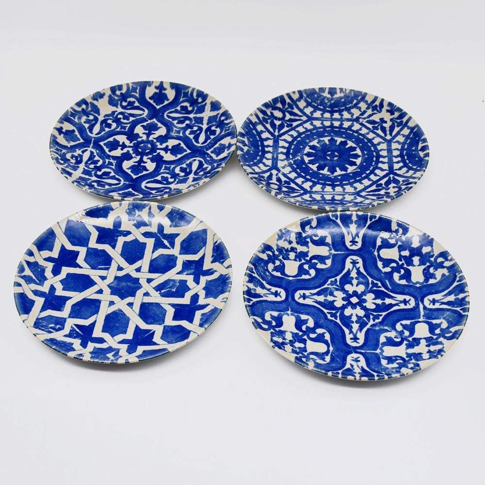 Assiette en grès I Motifs azulejos I Vente en ligne Ensemble de 4 assiettes en grés "Éléments" - 21 cm