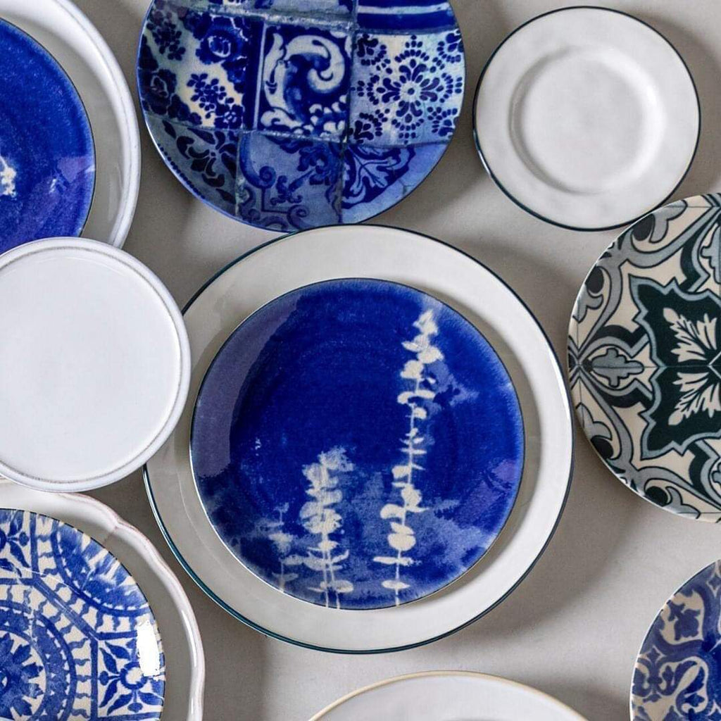 Assiette en grès I Motifs azulejos I Vente en ligne Ensemble de 4 assiettes en grés "Éléments" - 21 cm