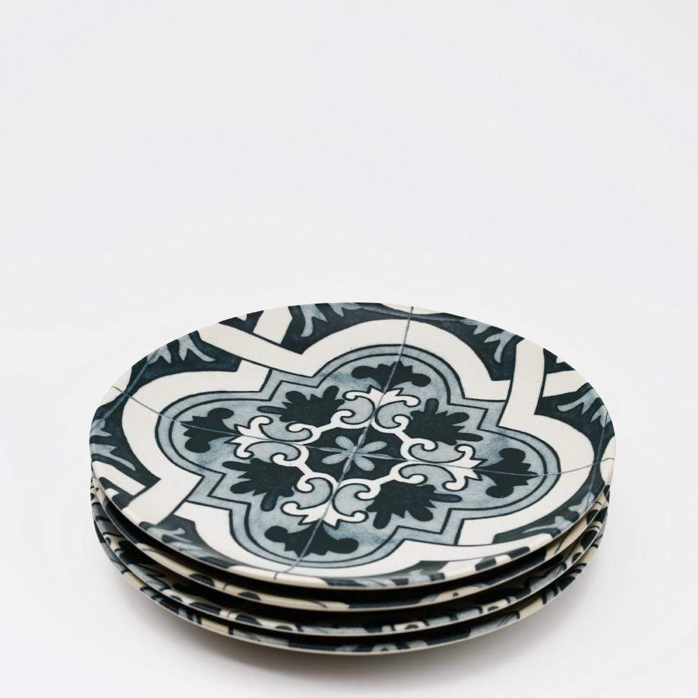 Ensemble de 4 assiettes en grés "Éléments" - 21 cm