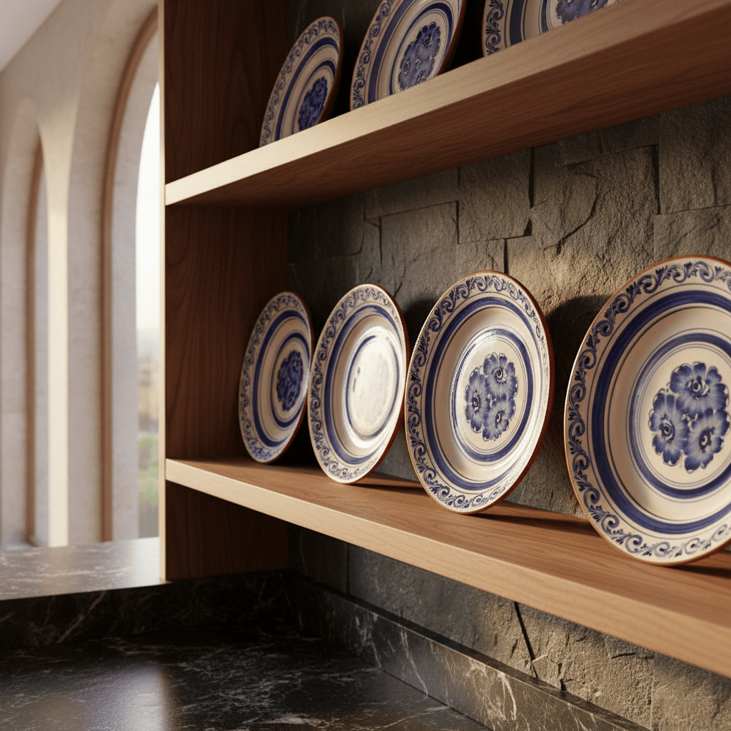 Assiette en terre cuite du Portugal Assiette en terre cuite 28cm - Bleue