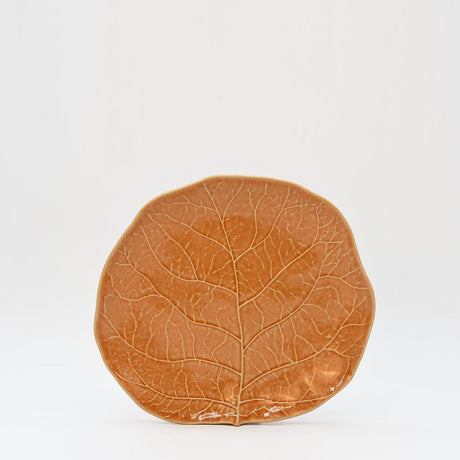 Assiette feuille de chou en grès orange | Fabriquée au Portugal Assiette en grès en forme de chou 23cm - Orange