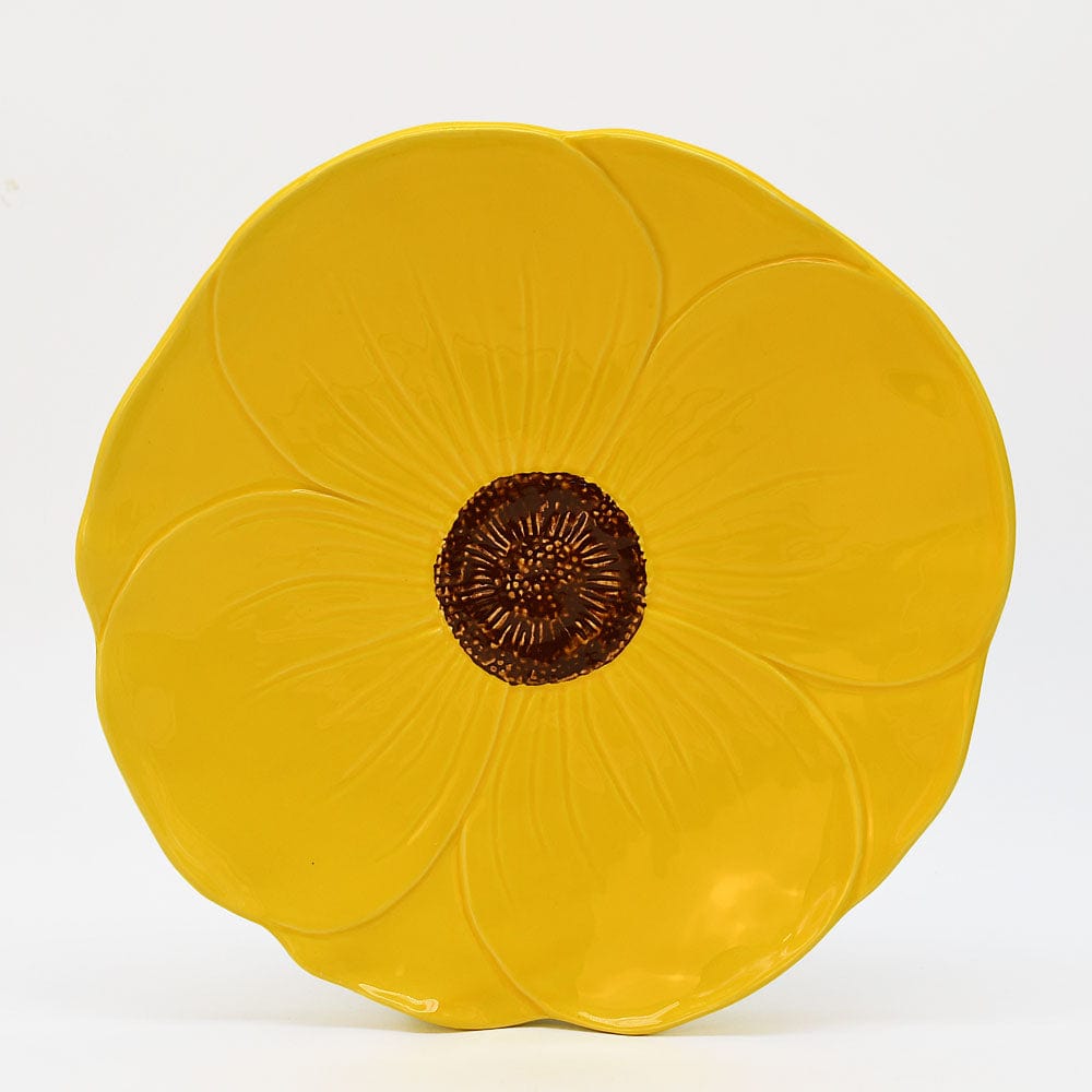 Assiette jaune en forme de fleur Assiette en céramique "Papoila" 27cm - Jaune
