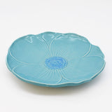 Assiette turquoise en forme de fleur Assiette en céramique "Papoila" 27cm - Turquoise